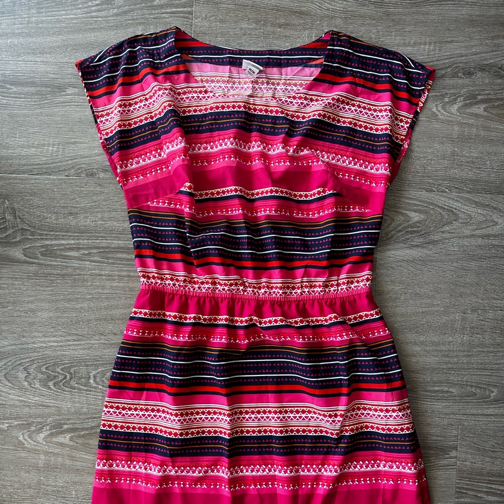 Aztec Bright Geometric Striped Summer Dress